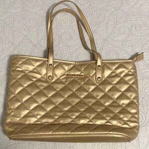 Montana West Gold Quilted Tote Bag w/Zipper Closure
